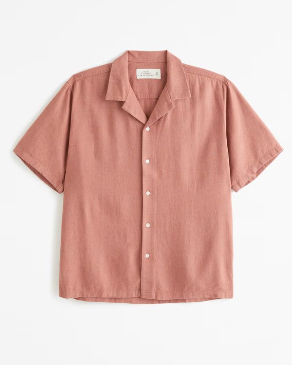 Camp Collar Linen-Blend Shirt | Abercrombie & Fitch (US)