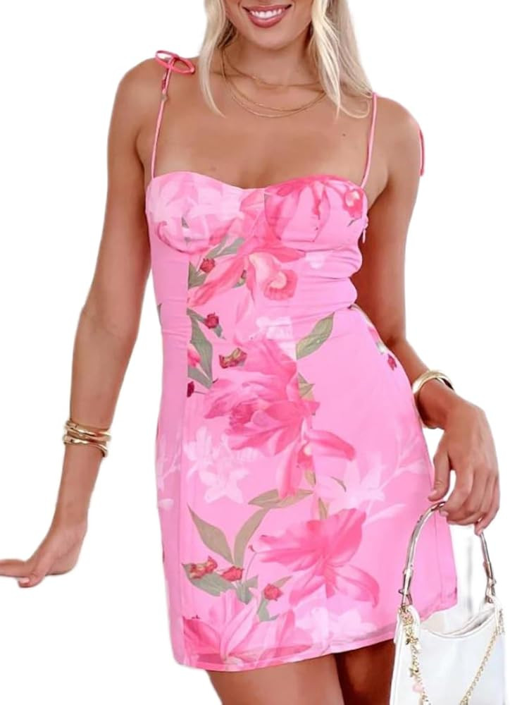 Women Y2k Sequin Mini Dress Sparkly Spaghetti Strap Cami Dress Cute Graphic Bodycon Summer Beach ... | Amazon (US)