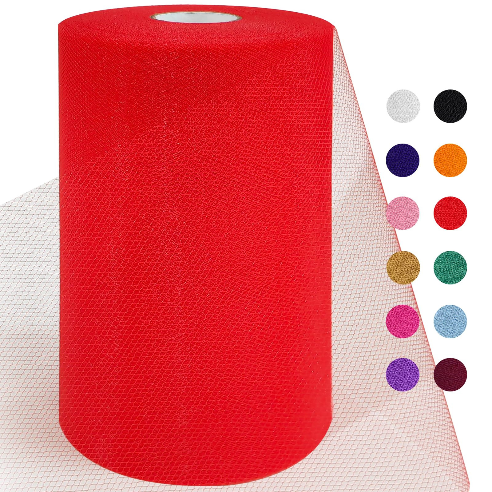 Red Tulle Fabric Roll 6 Inch 100 Yards(300 feet) Sheer Tulle Netting Spool Tulle Ribbon for Tutu ... | Amazon (US)