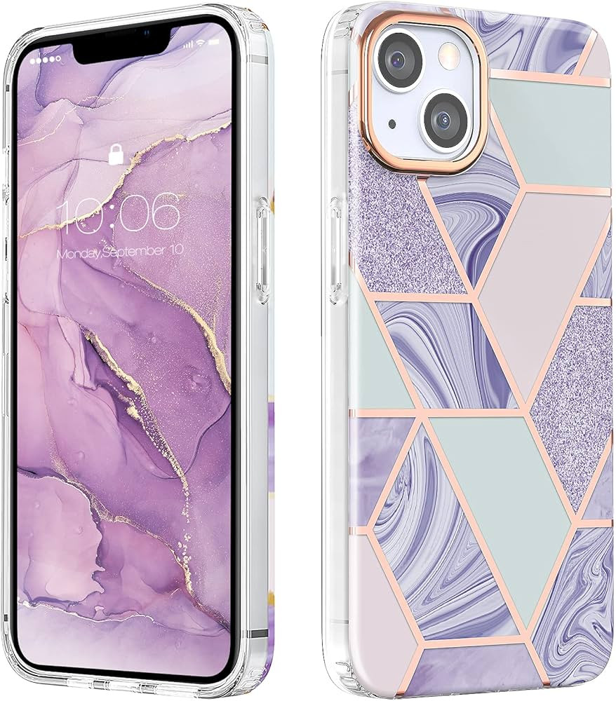 MATEPROX Compatible with iPhone 13 case Marble Design Slim Thin Stylish Geometric Cover for iPhon... | Amazon (US)