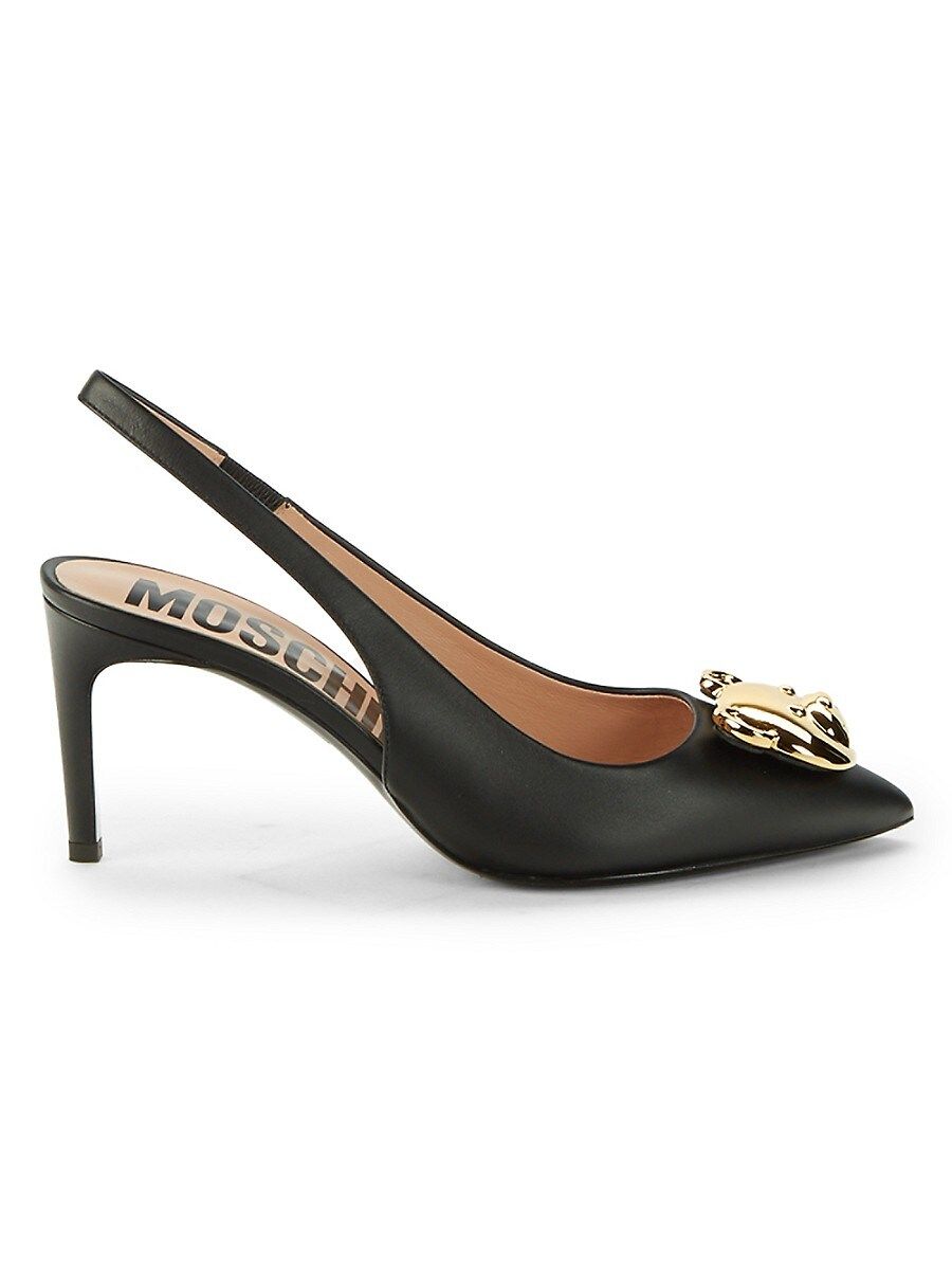 Women's Moschino Bear Leather Slingback Pumps - Black - Size 36 (6) | Saks Fifth Avenue OFF 5TH