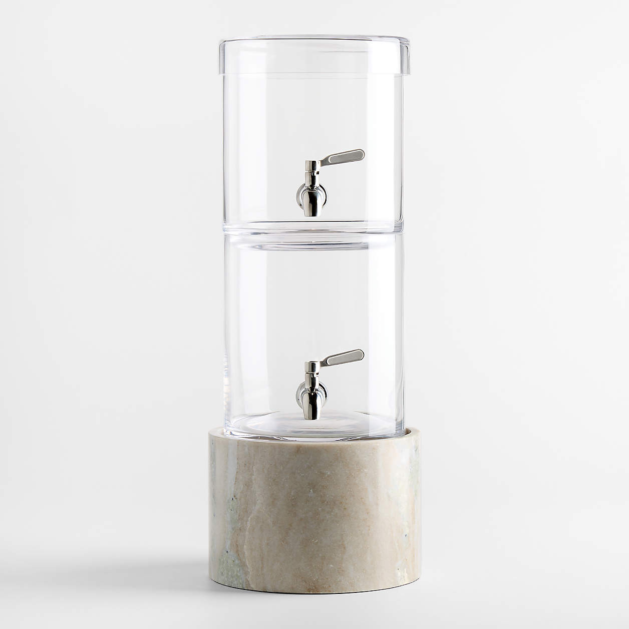 Stacking 2-Gallon Glass Cold Drink Dispenser with Tuscan Marble Stand + Reviews | Crate & Barrel | Crate & Barrel