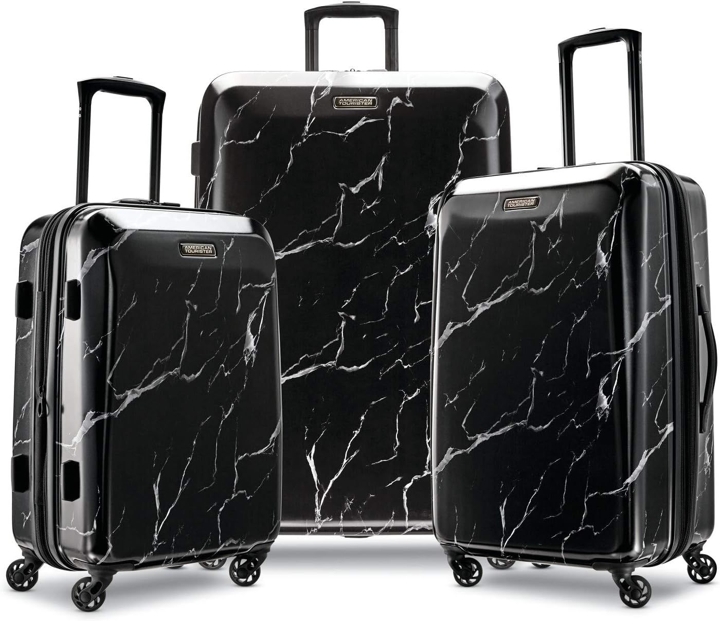 American Tourister Moonlight Hardside Expandable Luggage with Spinner Wheels, Black Marble, 3-Pie... | Amazon (US)