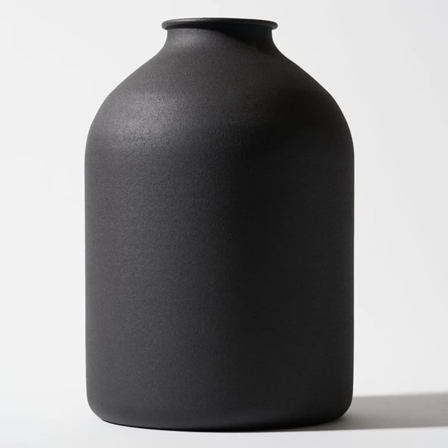 Large Black Vase for Flowers Decor Living Room - 8.6in Tall, Matte Black Arlo Vase for Dining Cof... | Amazon (US)