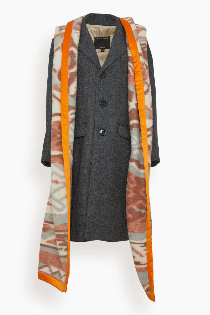 Classic Hooded Mens Coat in Grey Melange/Orange | Hampden Clothing