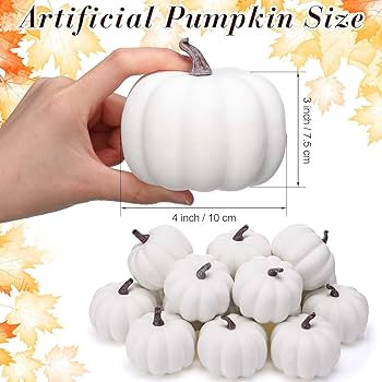 Liliful 12 Pack 4 Inch Fall Harvest White Artificial Pumpkins Crafts Rustic Decorative Pumpkin Fo... | Amazon (US)