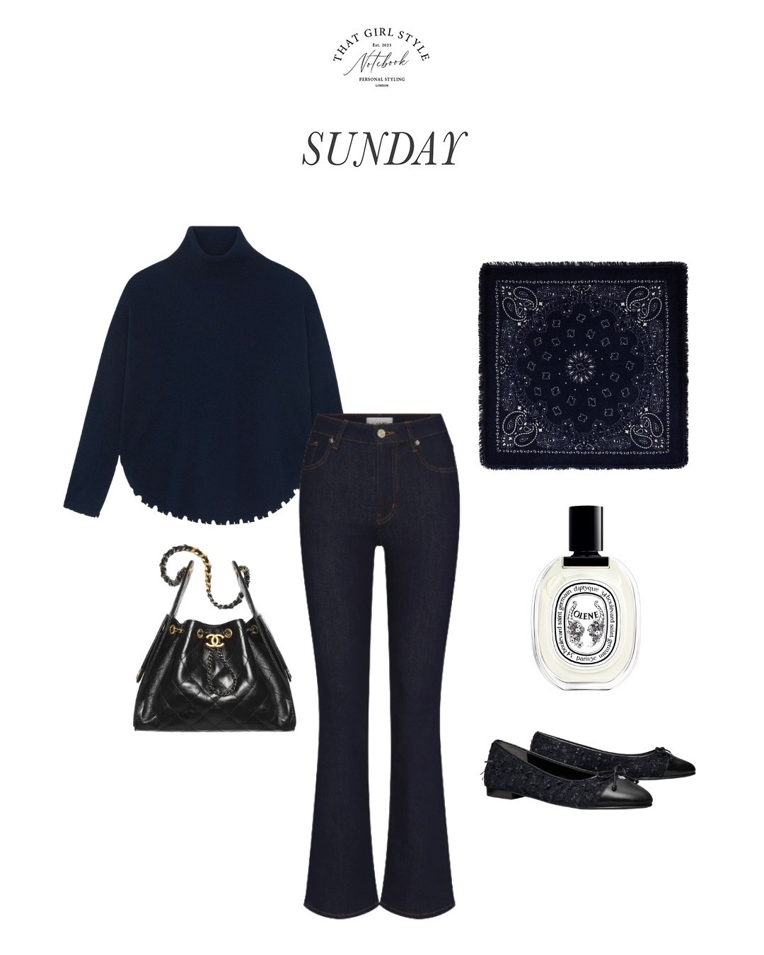 Look 105 | Jumper Kujten, Jeans Frame, Bag Chanel, Ballet Flats Tory Burch, Scarf Kujten

#LTKluxury #LTKstyletip #LTKwinter