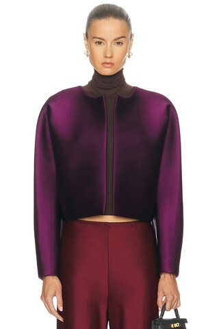 LESET Bobbi Crop Jacket in Aubergine - Purple. Size XS (also in L, M). | FWRD 