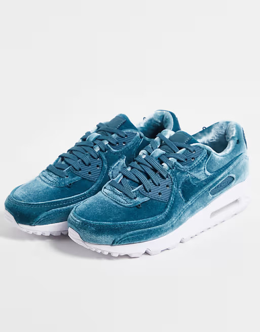 Nike Air Max 90 PRM W velvet sneakers in ash green/metallic silver | ASOS (Global)