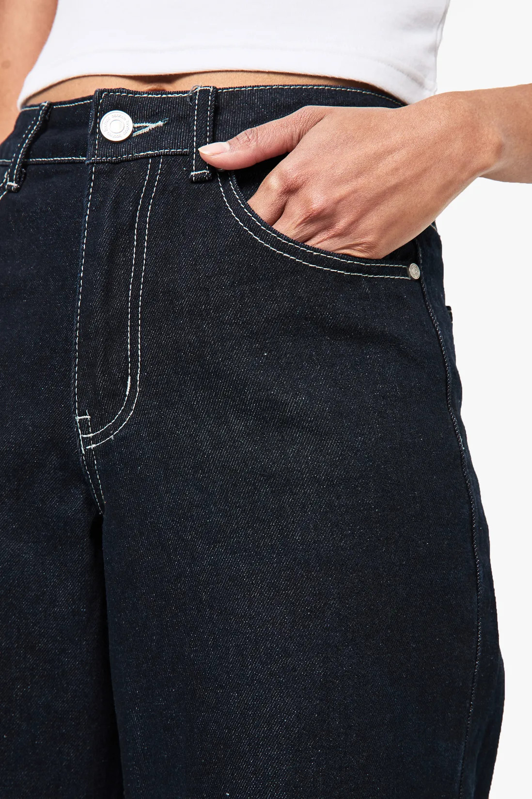 Indigo Deep Turn Up Cuff Wide Leg Jeans | Boohoo.com (UK & IE)