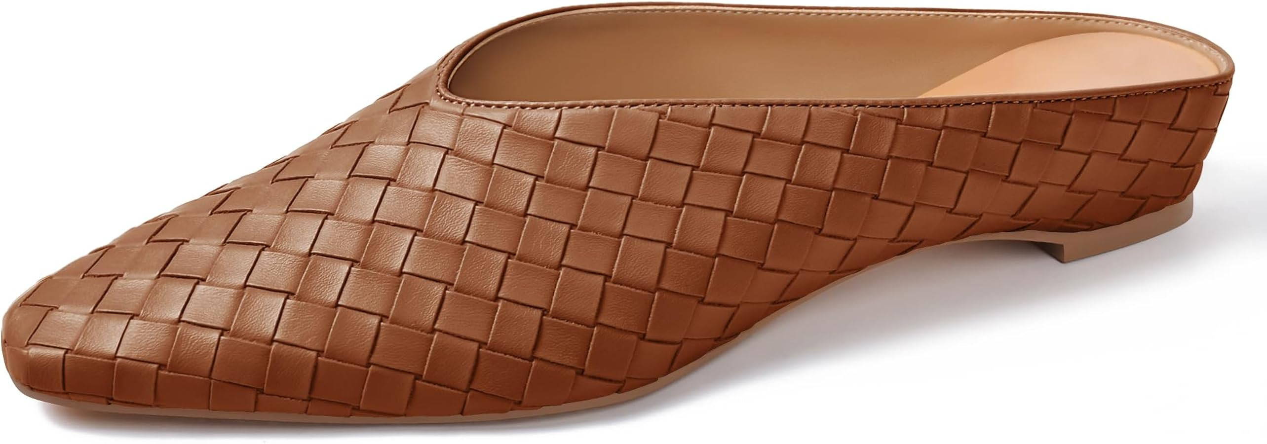 Woven Mules for Women Metallic Leather Slides Ladies Trendy Comfortable Square Toe Hidden Wedge H... | Amazon (US)
