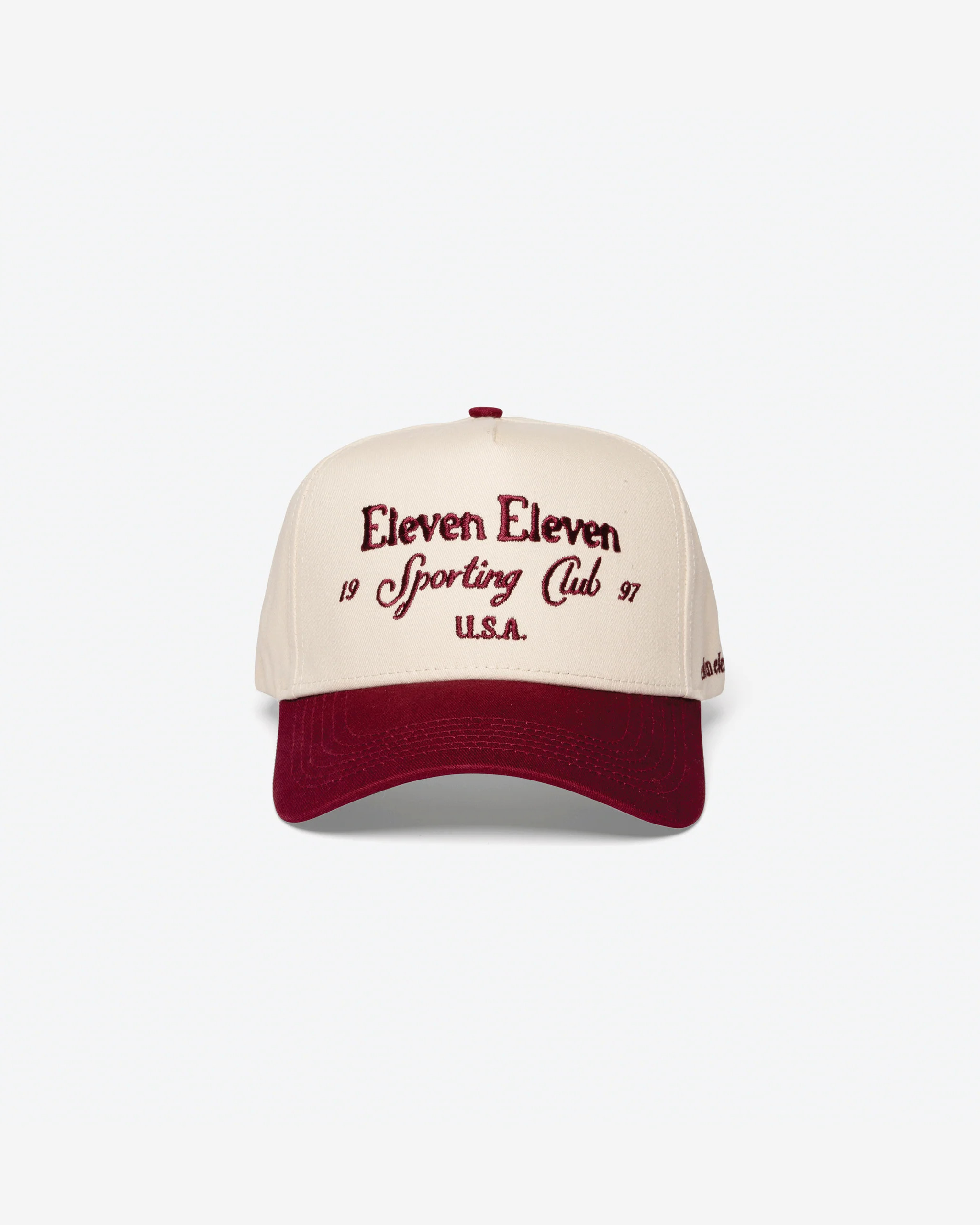 Sporting Club Cap (Beige & Maroon) | Eleven Eleven
