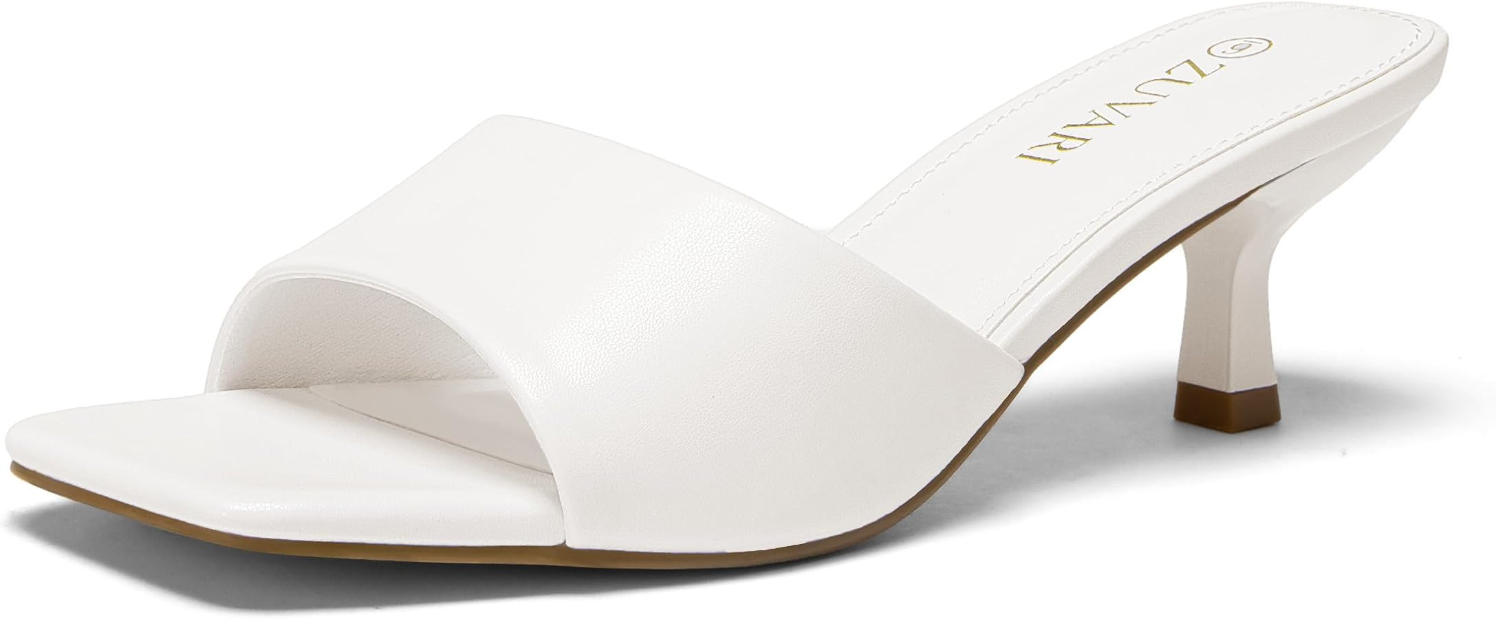 Women's Kitten Heels Sandals Square Open Toe Stiletto 2 Inch Low Heel Mules Dressy Slides Comfort... | Amazon (US)