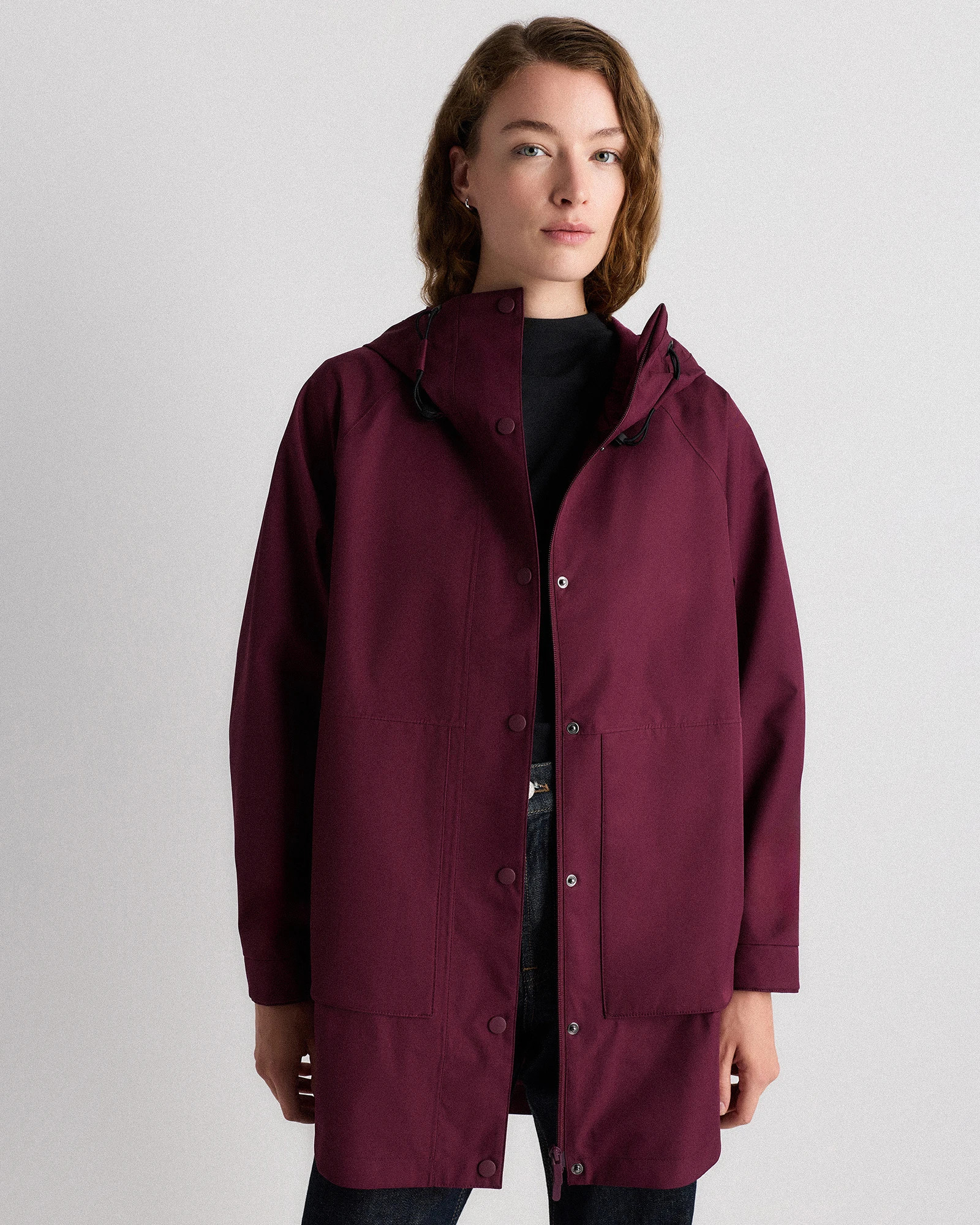 Quince | Women's Weatherproof OverSized Rain Jacket in Dark Spruce, Size Medium, Polyester/Recycled Polyester Blend | Quince