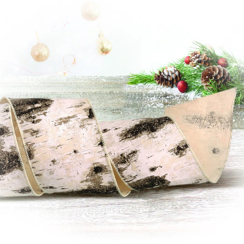 4" x 10Y Glitter Canvas Birch Ribbon | Wayfair North America