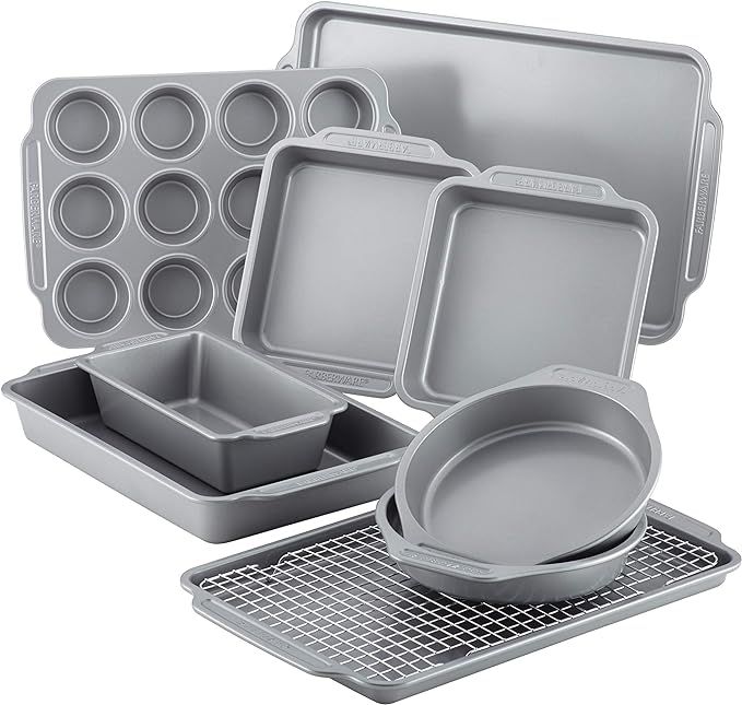 Farberware Nonstick Steel Bakeware Set with Cooling Rack, Baking Pan and Cookie Sheet Set with No... | Amazon (US)