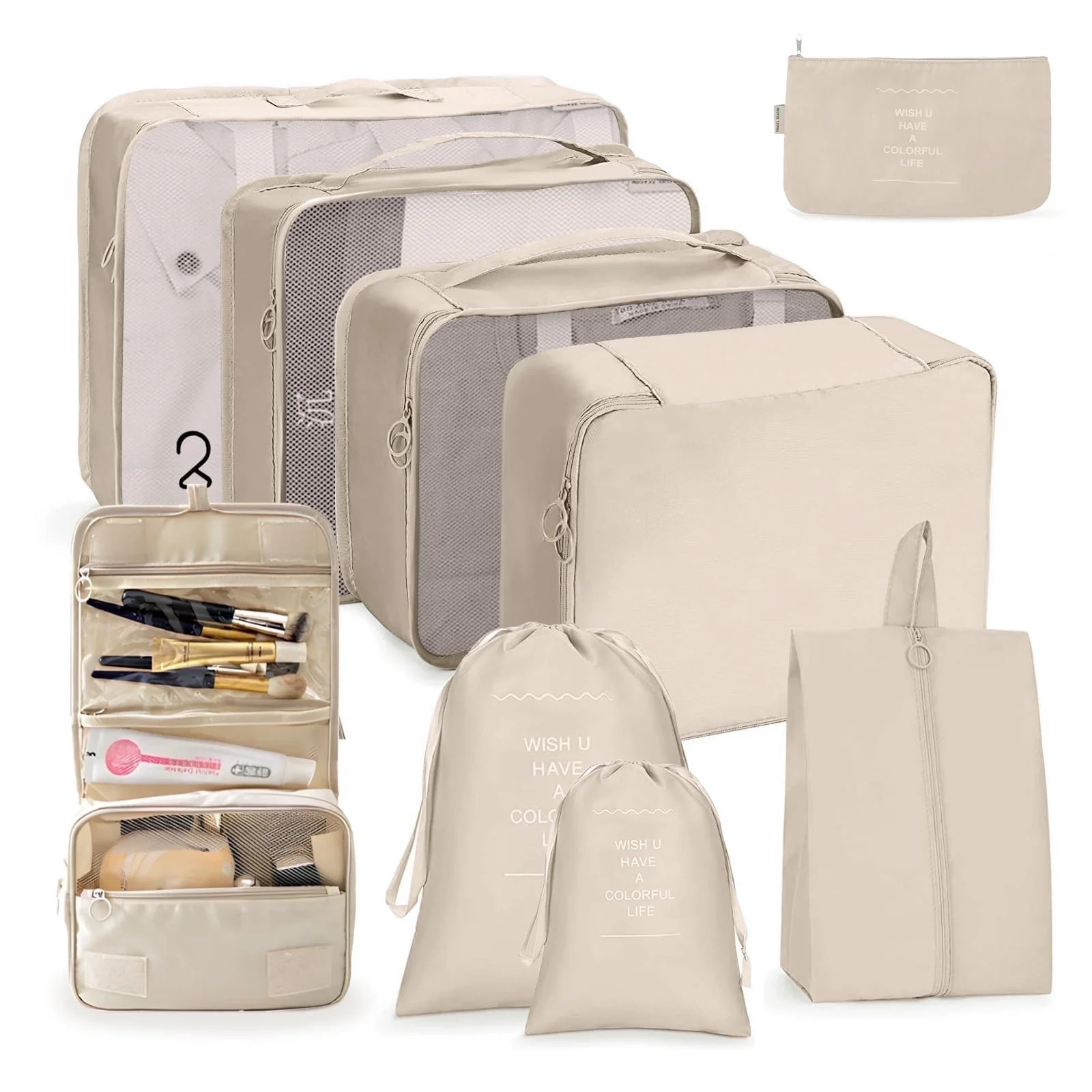 DAKOMM Packing Cubes 9 Sets, Travel Luggage Organizer Set with Hanging Toiletry Bag & Shoe Bag, M... | Walmart (US)