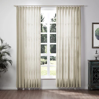 Grey Beige 1908-6 Liz Polyester Linen Drape Pleated | TWOPAGES