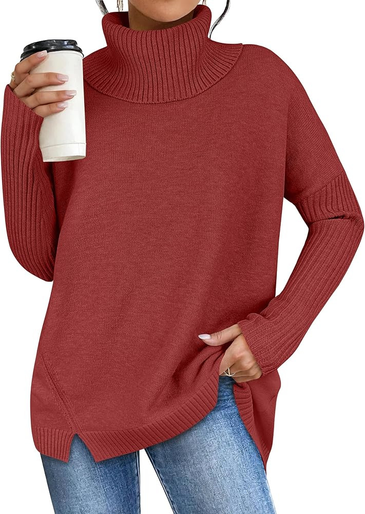ANRABESS Women's Oversized Sweater Turtleneck Long Sleeve Casual Knit Tunic Pullover Sweaters Top... | Amazon (US)