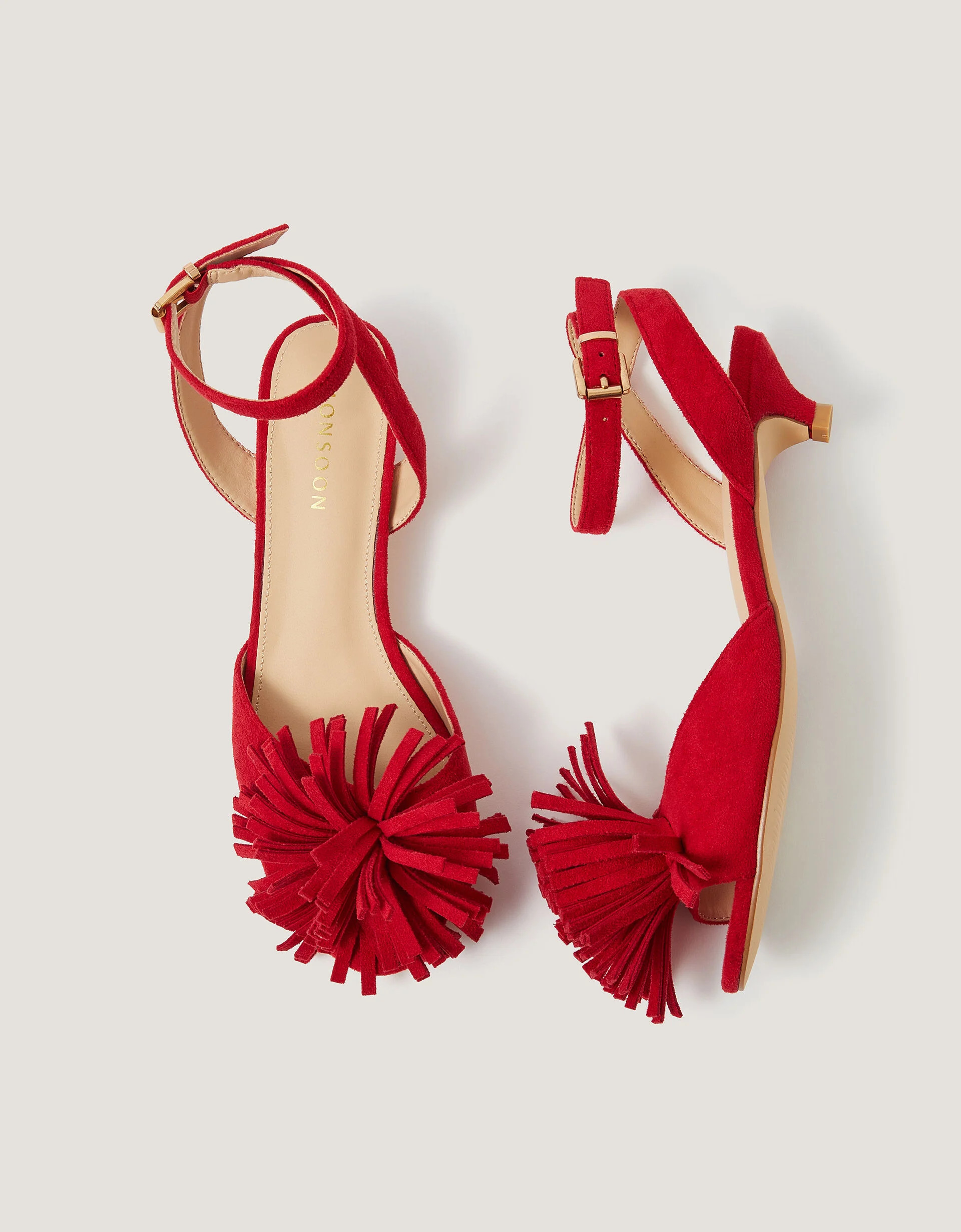 Poppy Fringe Kitten Heels Ivory | Monsoon (UK)