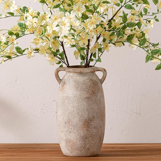 Dobbyby Ceramic Flower Vase 12 inch Farmhouse Rustic Vase Decorative Pottery Terracotta Tall Vase... | Amazon (US)