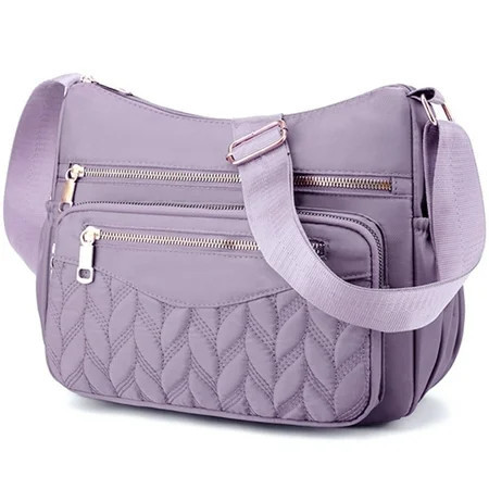 Tyethy Crossbody Bag for Women Multi Pocket Nylon Shoulder Bag Handbag Purse Trendy Messenger Bag for Ladies, Purple | Walmart (US)