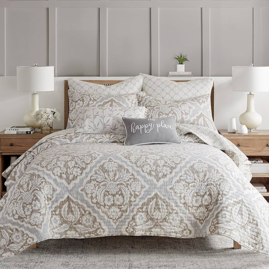 Levtex Home - Becker Taupe Quilt Set - King Quilt and Two King Shams - Ikat - Taupe, Grey and Cre... | Amazon (US)