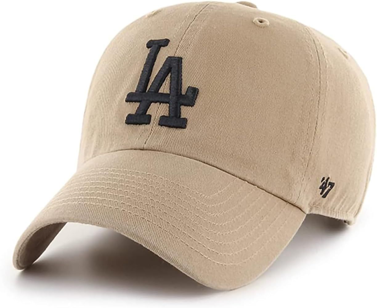 '47 MLB Khaki Primary Logo Clean Up Adjustable Strap Baseball Dad Hat Cap, Adult One Size Fits Al... | Amazon (US)