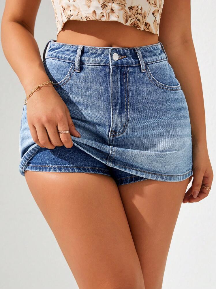 Shein Denim Skinny Skort | SHEIN