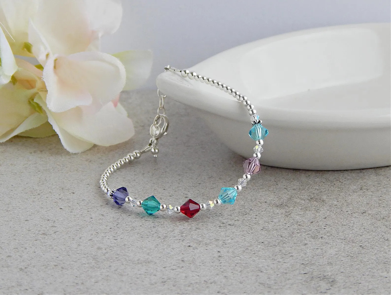 Family Birthstone Bracelet Sterling Silver, Birthstone Bracelet for Mom, Birthstone Bracelet for ... | Etsy (US)