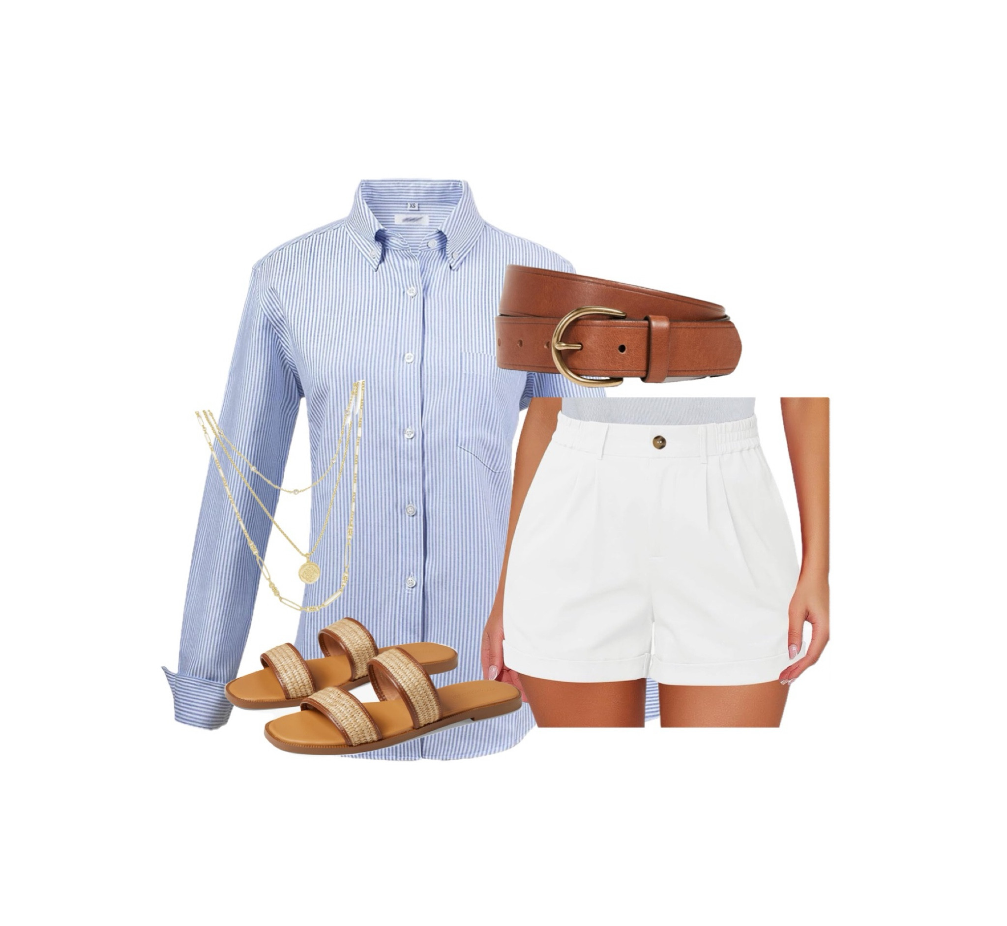 Summer outfit Inspo. 
I am obsessed with Madewell belts. 
This shirt looks very "school boy" the way it is pictured. But if you roll up the sleeves, give it a tuck and unbotton a few buttons it will be much more casual and relaxed looking. 

#LTKStyleTip
