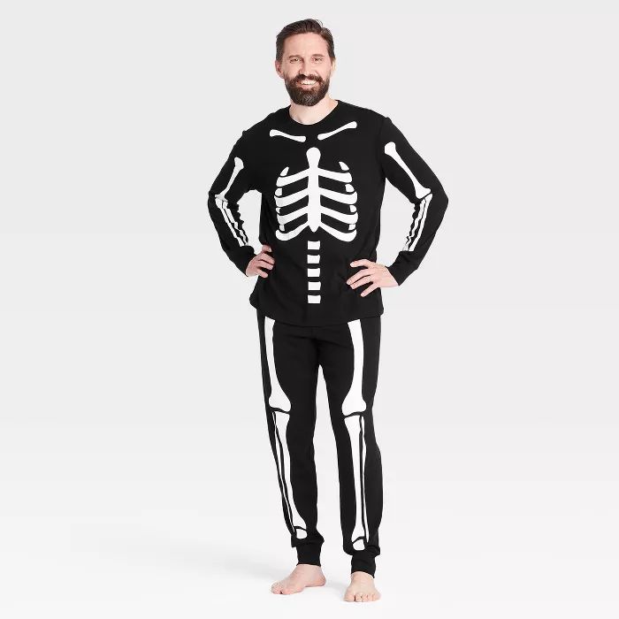 Men's Halloween Skeleton Matching Family Pajama Set - Black | Target