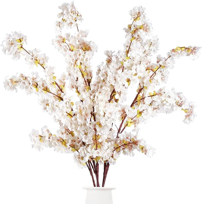Sggvecsy Artificial Cherry Blossom Branches Faux Cherry Flowers 39 Inch Peach Branches Silk Tall ... | Amazon (US)