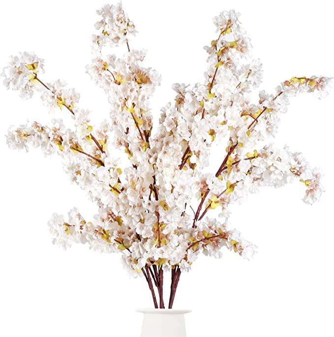 Sggvecsy Artificial Cherry Blossom Branches Faux Cherry Flowers 39 Inch Peach Branches Silk Tall ... | Amazon (US)