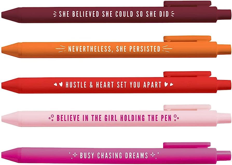 Cheersville 5 pack Soft Touch Colorful Girl Power Click Pens- Motivational Thankful Appreciation ... | Amazon (US)