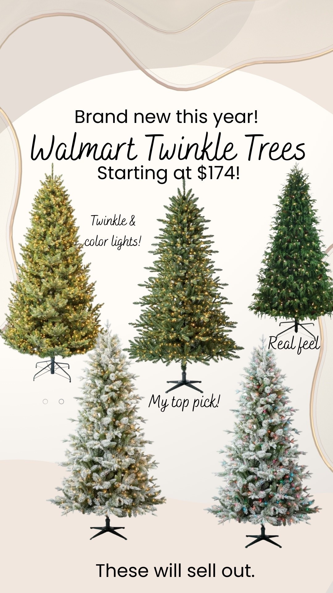 Brand new this year! Walmart twinkling Christmas trees. Some are color lights and warm white! All twinkle though. 

#LTKHome #LTKSeasonal