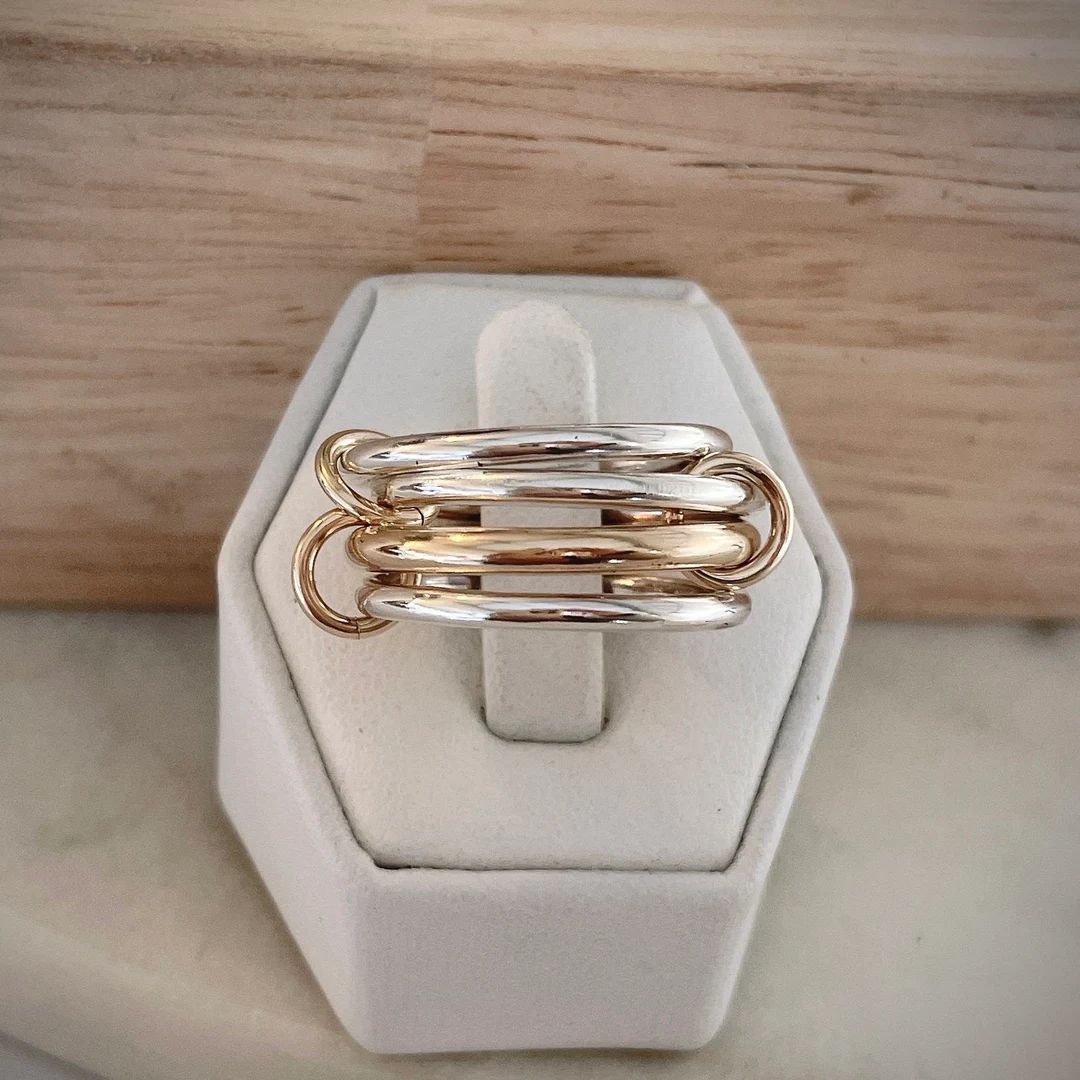14KGF Heavy Fit Triple Silver and Yellow Gold Filled Ring, Maximum Connect Ring (R7) | Etsy (US)