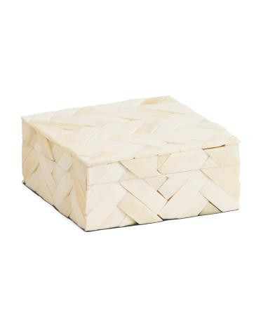 6x6x2.5 handcrafted cumberland bone wood box | TJ Maxx
