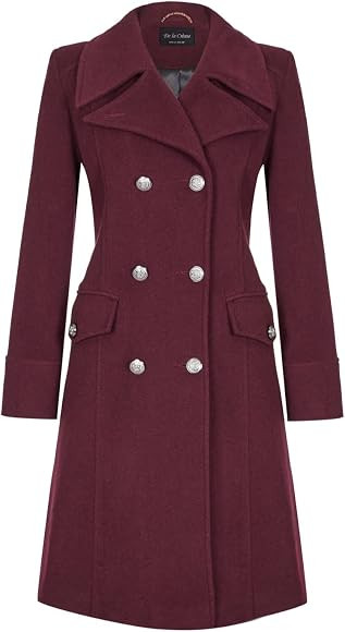 De la Crème Women`s Military Cashmere Wool Winter Coat | Amazon (UK)