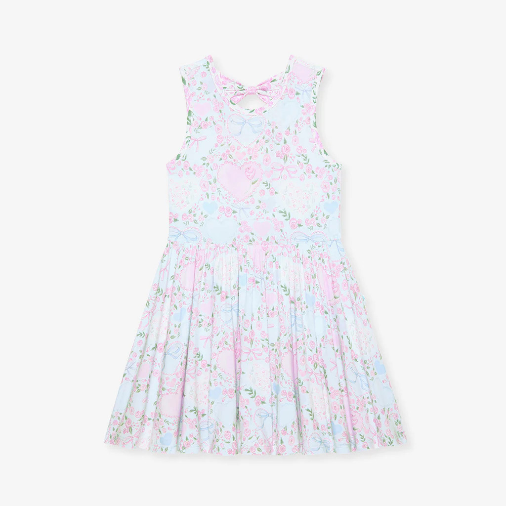 Valentine's Pink Racerback Girl Twirl Dress | Josephine | Posh Peanut