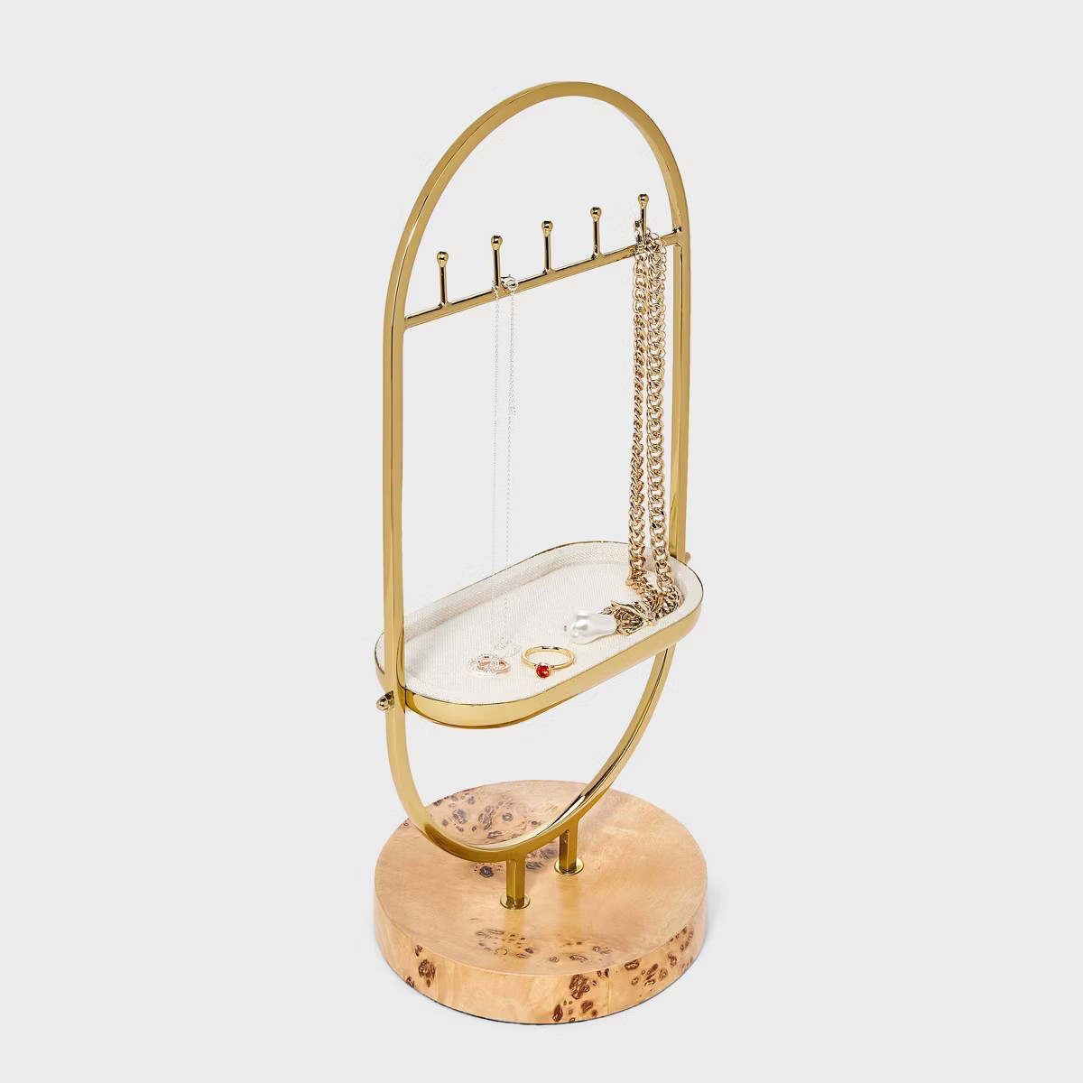Oval Burlwood Standing Jewelry Organizer - A New Day™ Gold/Brown | Target