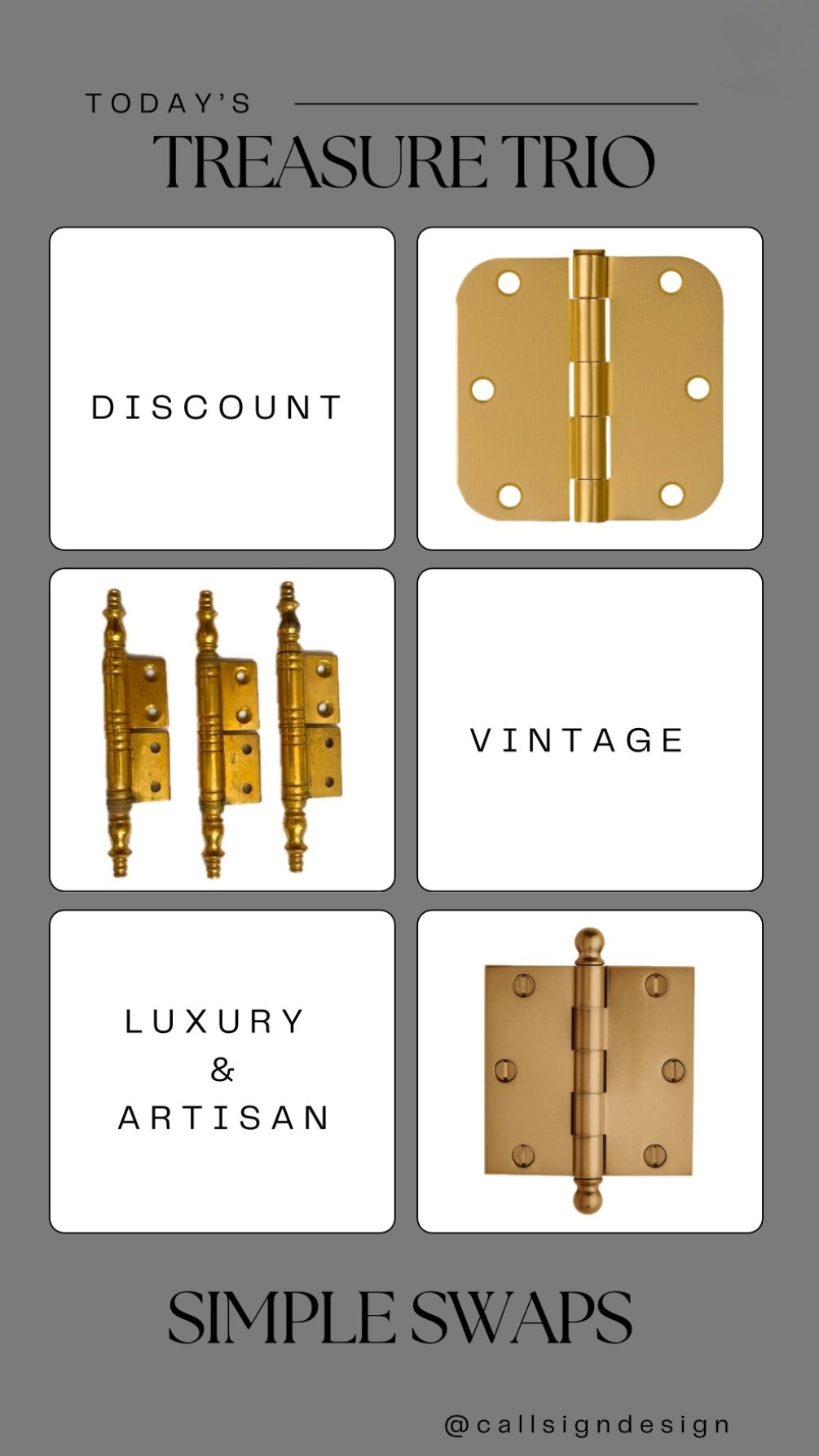 Brass door hinges that add a subtle layer of warmth and character. A small detail that makes a big difference, bringing a sense of craftsmanship and cohesion to the space.

#CallSignDesign #Vintage #Luxury #InteriorDesign #InteriorDecorating #Elegance #Chandelier #OldWorldCharm #DesignStyle #CastleCore #OldWorldCharm  #SimpleSwaps