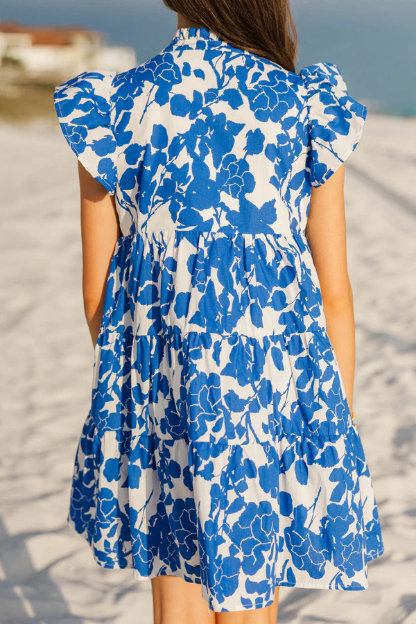 Girls: Real Love Blue Large Floral Dress | The Mint Julep Boutique