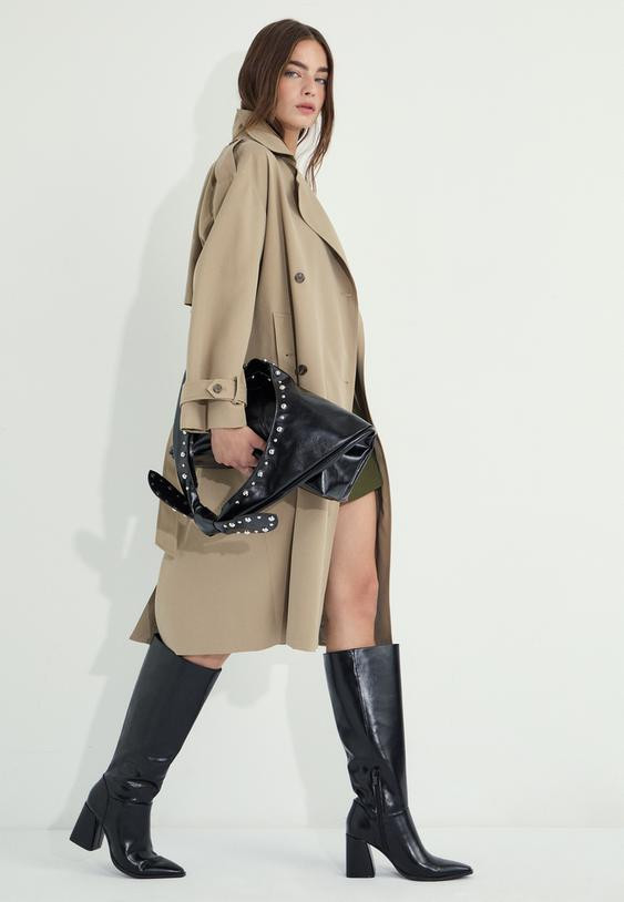 Long flowing lined trench coat - Women's Jackets | Stradivarius United Kingdom | Stradivarius (UK)