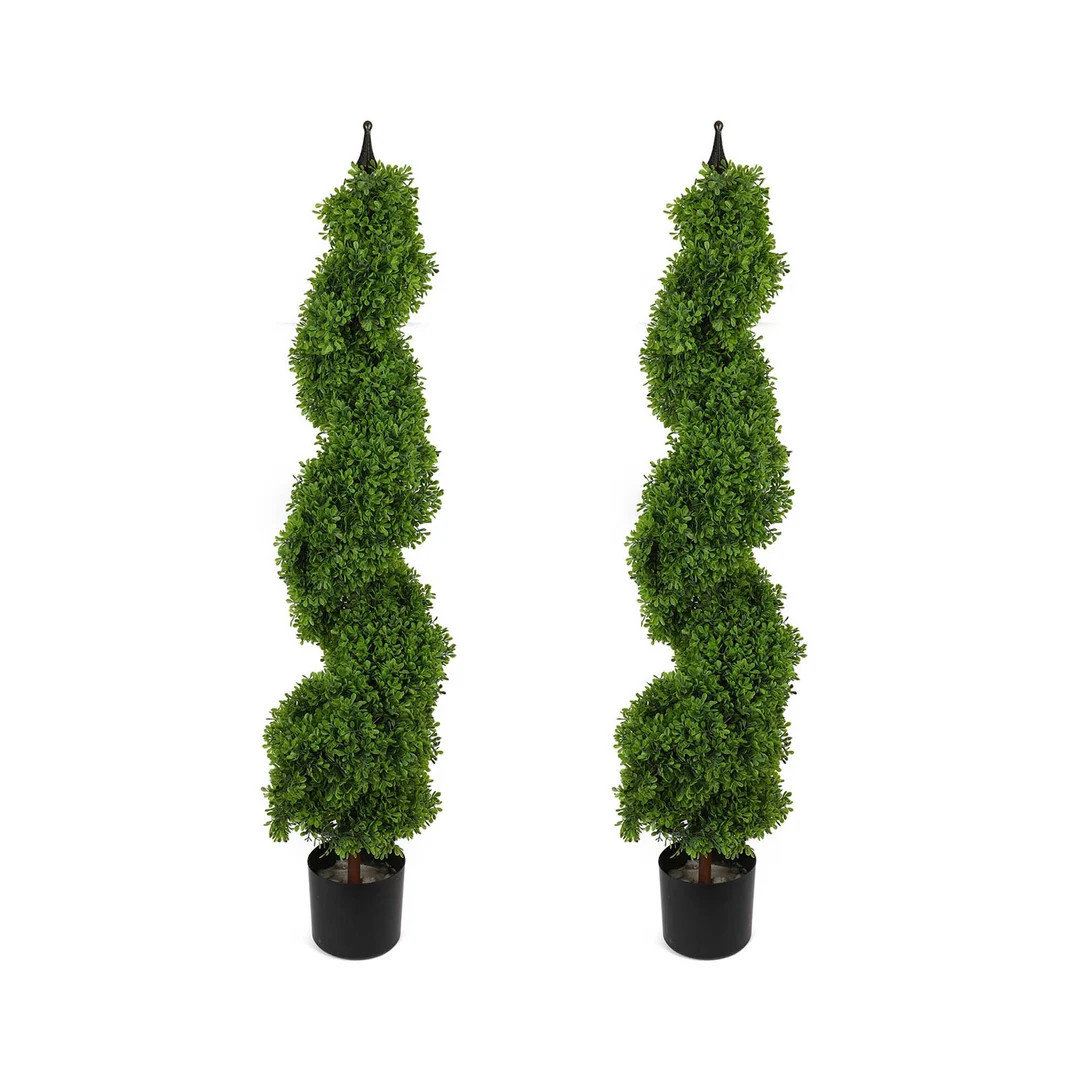 48" Topiary Trees, Porch Decor, Faux Tree, 2 Pack, 4 Feet, Boxwood, Artificial Plants, Tall Outdo... | Etsy (US)