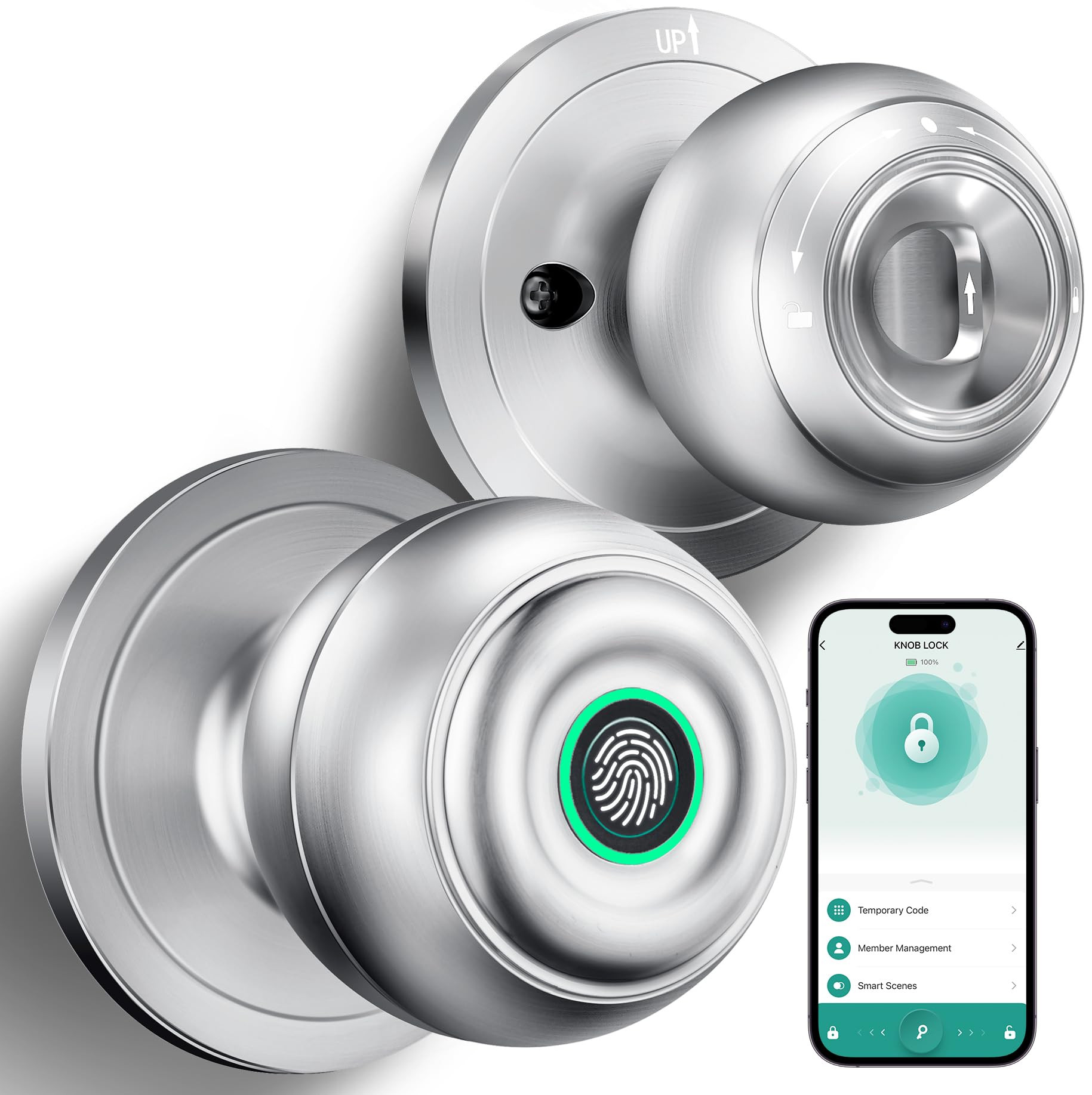 Fingerprint Door Lock, Smart Fingerprint Door Knob with Lock, Biometric Door Locks with App Contr... | Amazon (US)