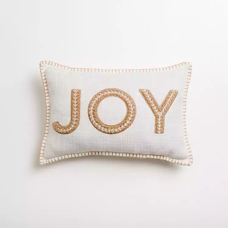 White Embroidered Joy Christmas Pillow | Kirkland's Home