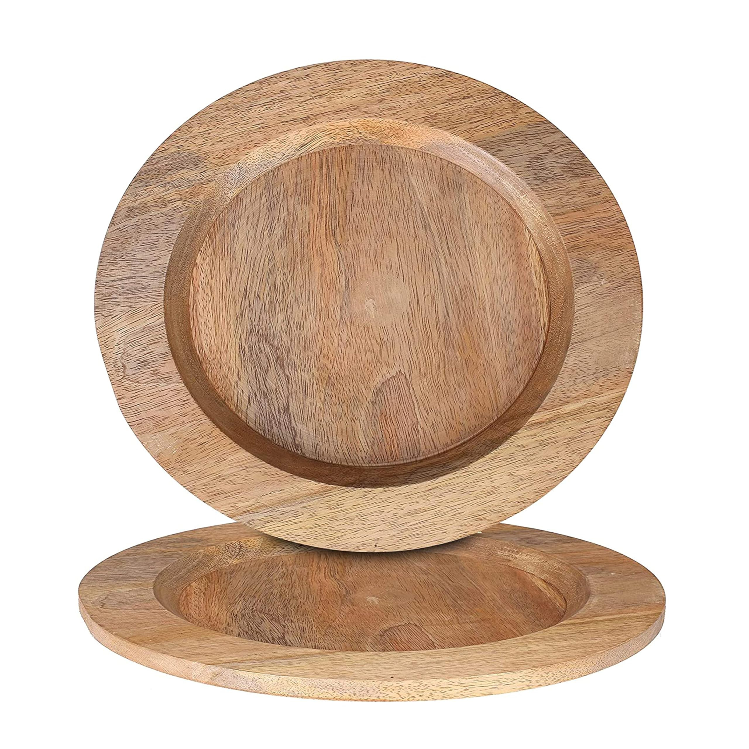 Alpha Living Home 13 inch Rustic Wood Charger Plates - 2 Pack Handcrafted Round Decorative Dinner... | Amazon (US)