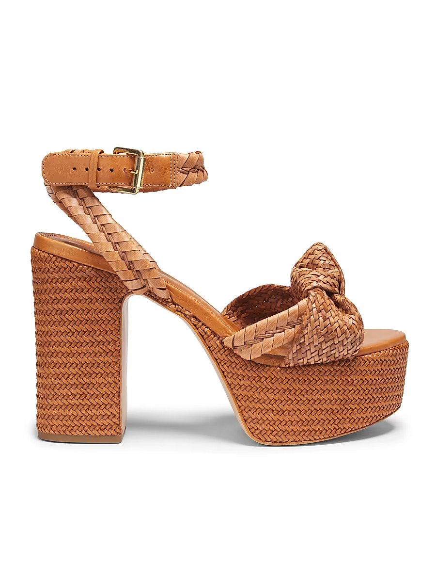 Women's Khari 100MM Knotted Leather Platform Sandals - Brown - Size 6.5 | Saks Fifth Avenue