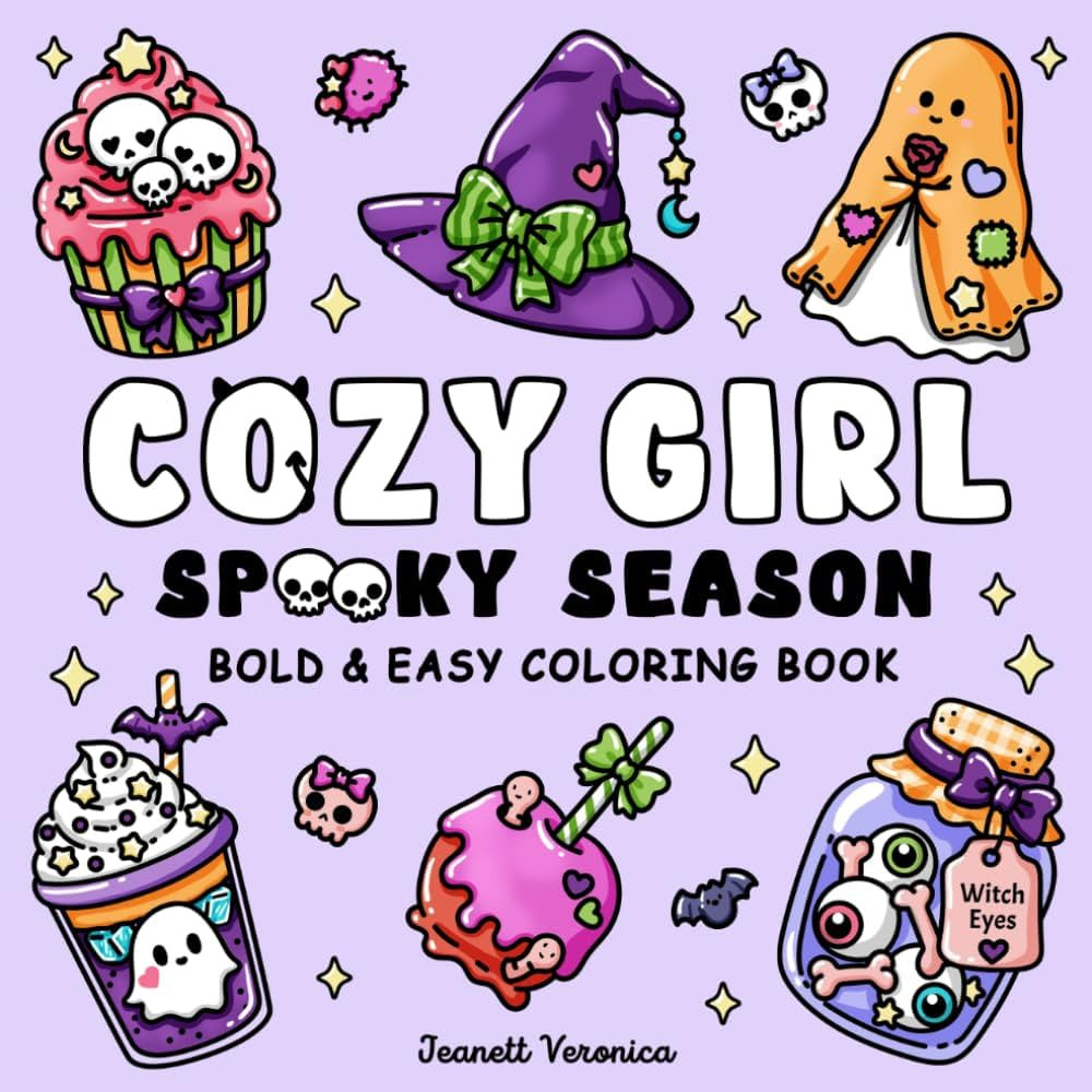 Cozy Girl Spooky Season: Bold and Easy Coloring Book for Adults & Teens, Featuring Cute Halloween... | Amazon (US)